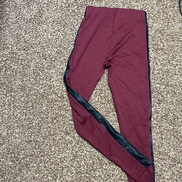 Guess maroon formal pants with leather sides - Picture 2 of 3